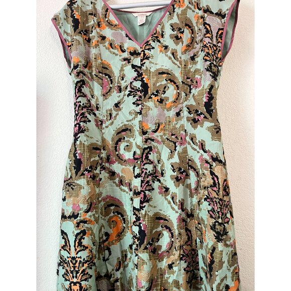 Sundance Womens 100% Silk Floral A-Line Dress Size 6 Multicolor Cap Sleeve Lined - Picture 2 of 14